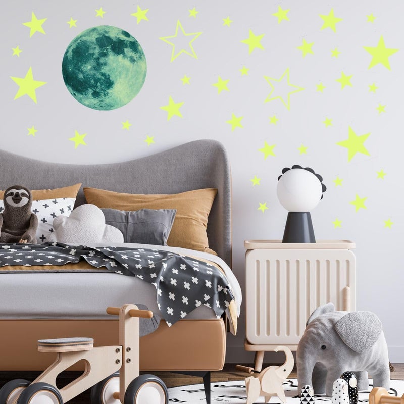 GLOCARNIVAL Glow Stars and Full Moon Wall Stickers for Starry Sky,Glowing Star Beautiful Wall Decals for Any Room,Beautiful Wall Decals for Kids Gift,Glow in The Dark Stars Light Your Ceiling - Image 3